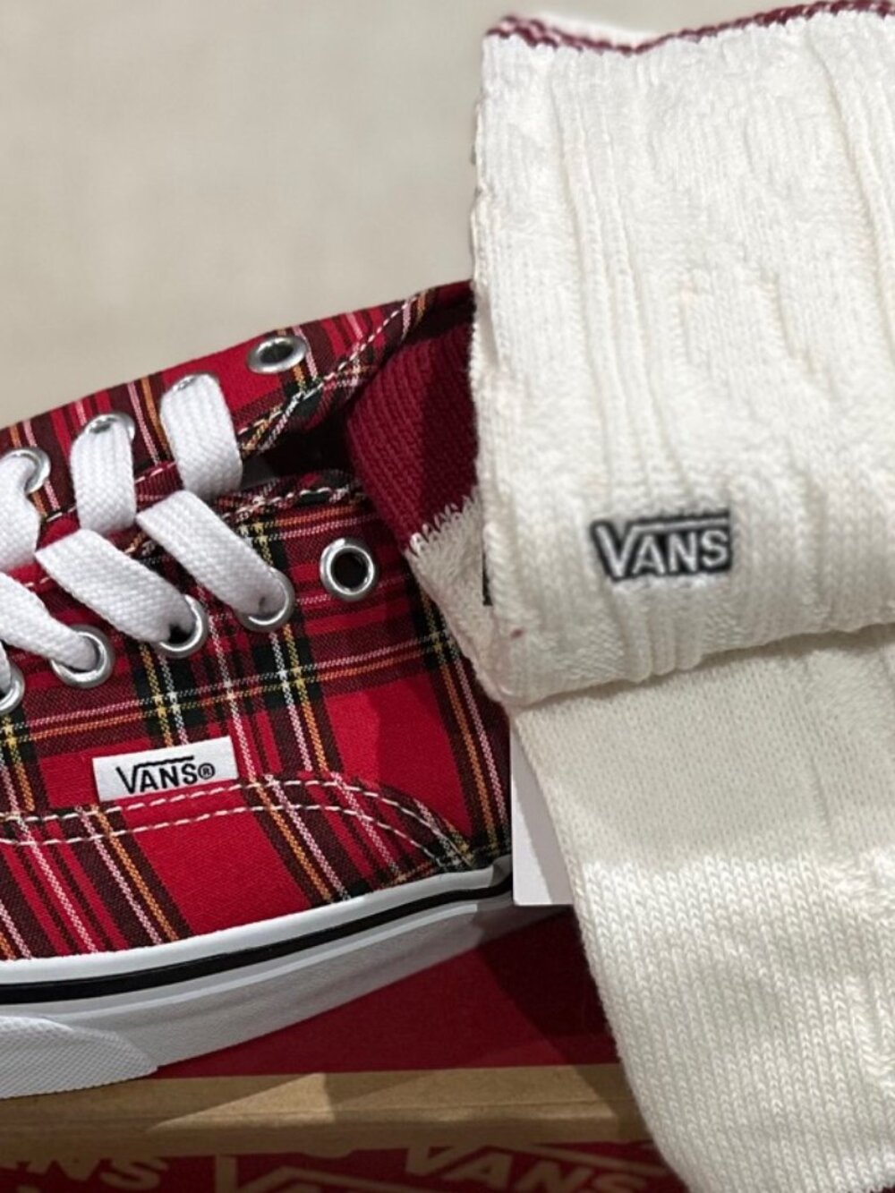 Vans - Authentic Plaid Red Skate Shoes - Picture 8 of 10